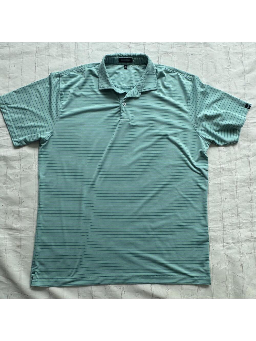 Men's XL X Large Live Forever Golf Striped Polo Shirt - Light Blue